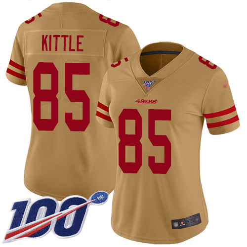 San Francisco 49ers Limited Gold Women George Kittle NFL Jersey 85 100th Season Vapor Untouchable Inverted